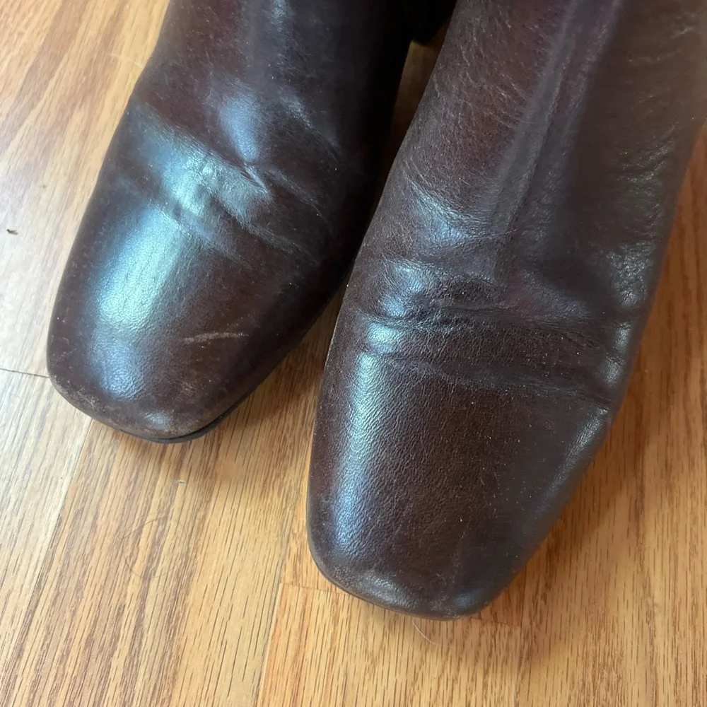 Brunello Cucinelli Chelsea Boots Block Heel Monili Shine Fall Dark Brown Sz 38